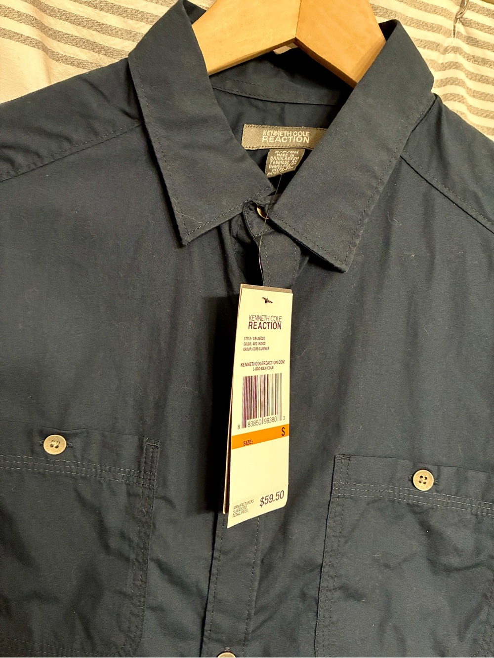 Kenneth Cole Reaction Men's Dark Navy Button-Front Shirt